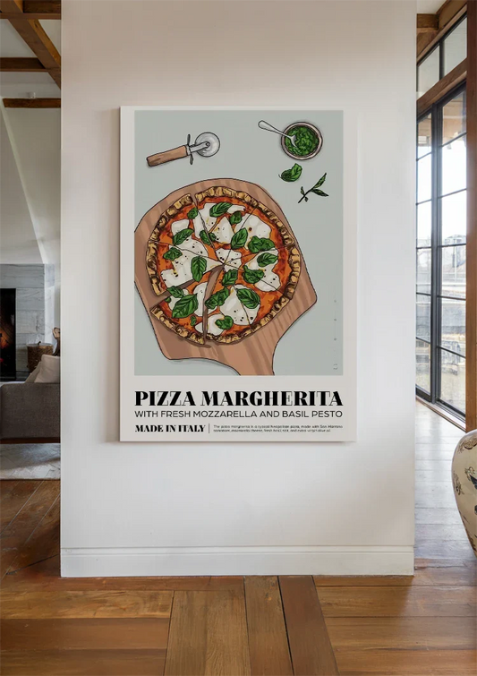 Pizza margherita obraz na płótnie na ścianie przy drzwiach wejściowych w przedpokoju