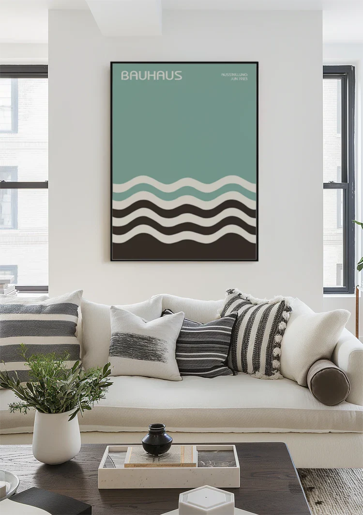 Bauhaus Golf Pattern Black White Mint Green Painting