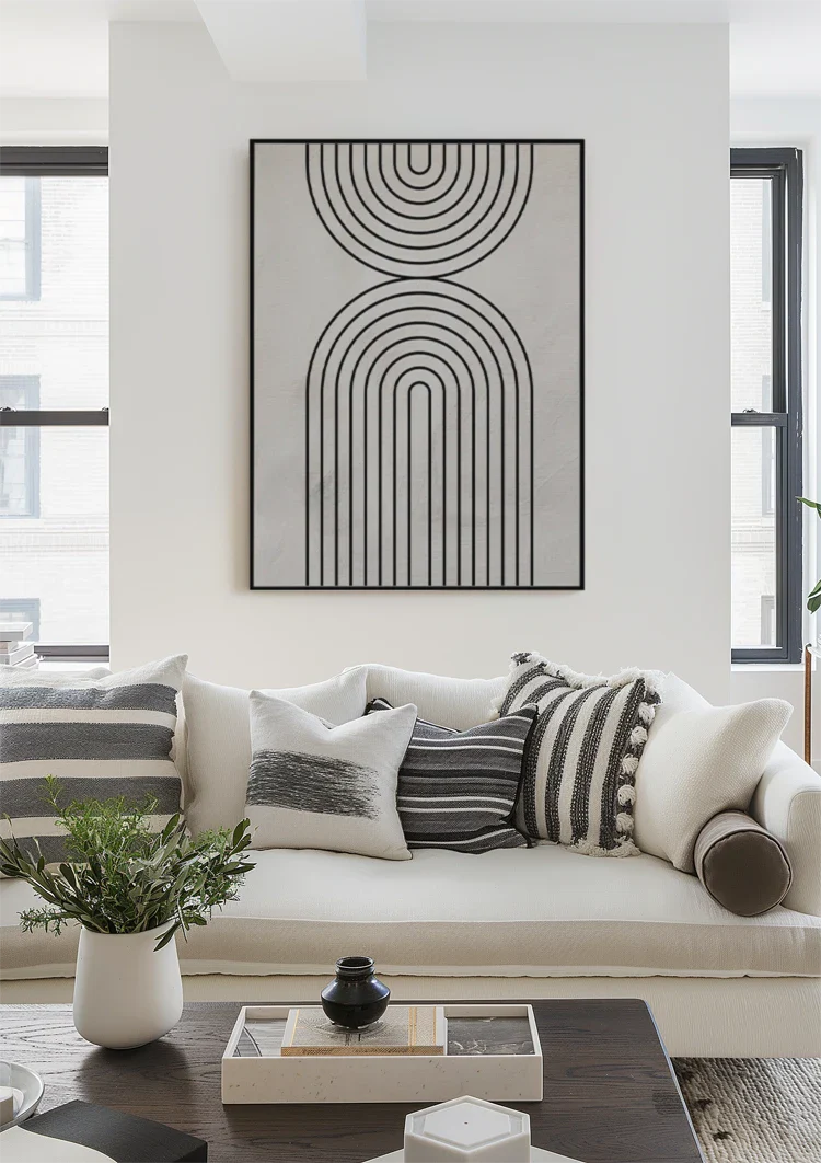 Minimalist Black Arches Geometric Cream Modern Painting