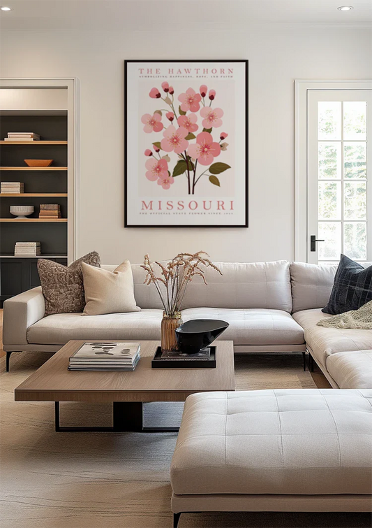 Hawthorn bloesem canvas schilderij aan de muur in de hal