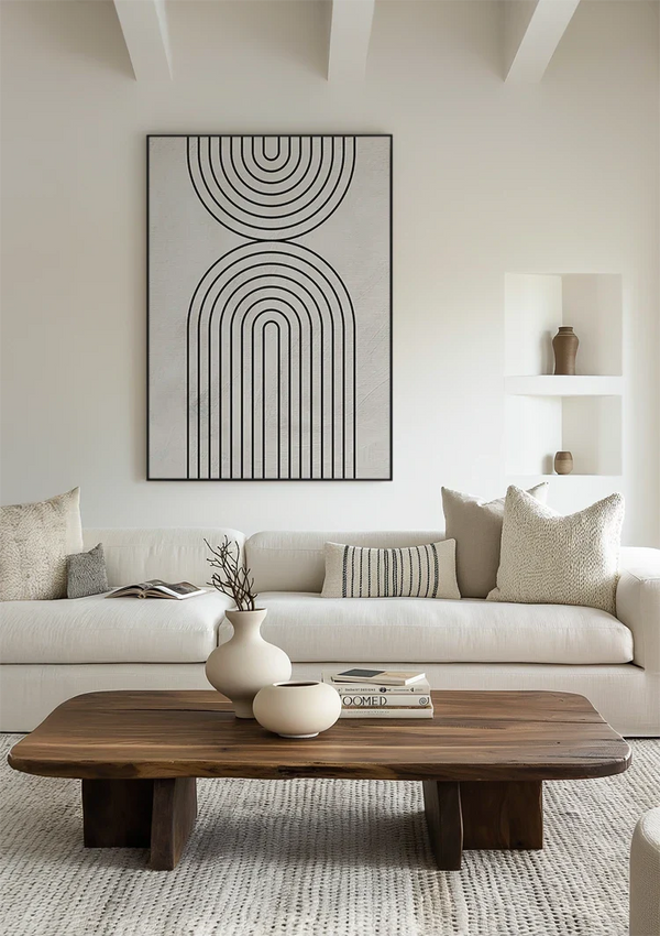 Minimalist Black Arches Geometric Cream Modern Painting