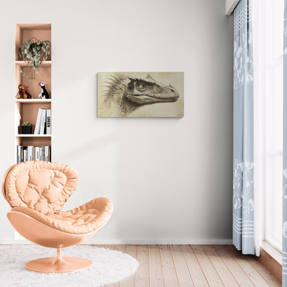 Dinosaurus potloodschets op verouderde papieren achtergrond - Canvas wandkunst