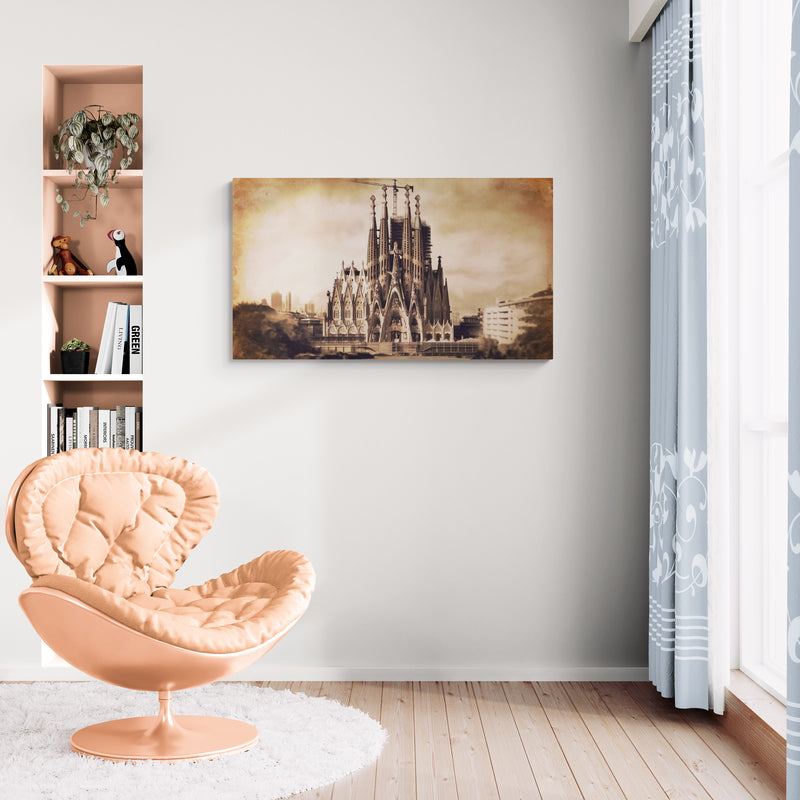 Sagrada Familia Barcelona Print van beroemde bezienswaardigheid – Canvas Wandkunst