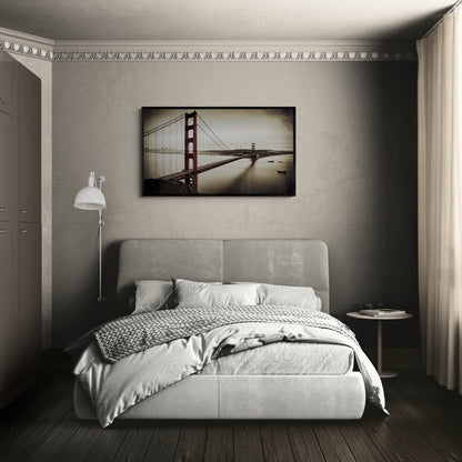 Uitzicht op de Golden Gate Bridge in sepiatint – Canvas wandkunst
