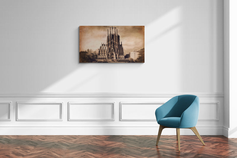 Sagrada Familia Barcelona Print van beroemde bezienswaardigheid – Canvas Wandkunst