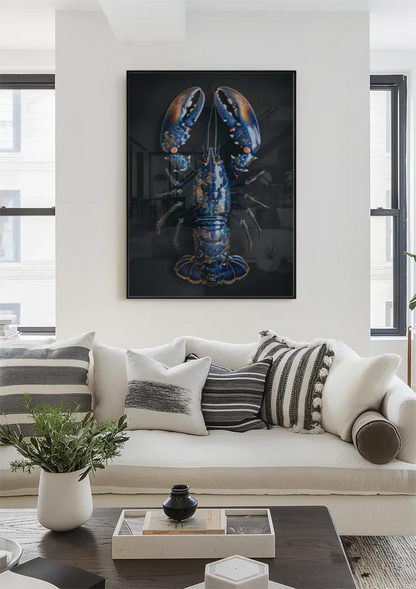 Delft Blau Gold Hummer Dunkler Hintergrund Luxuriöse Details Malerei