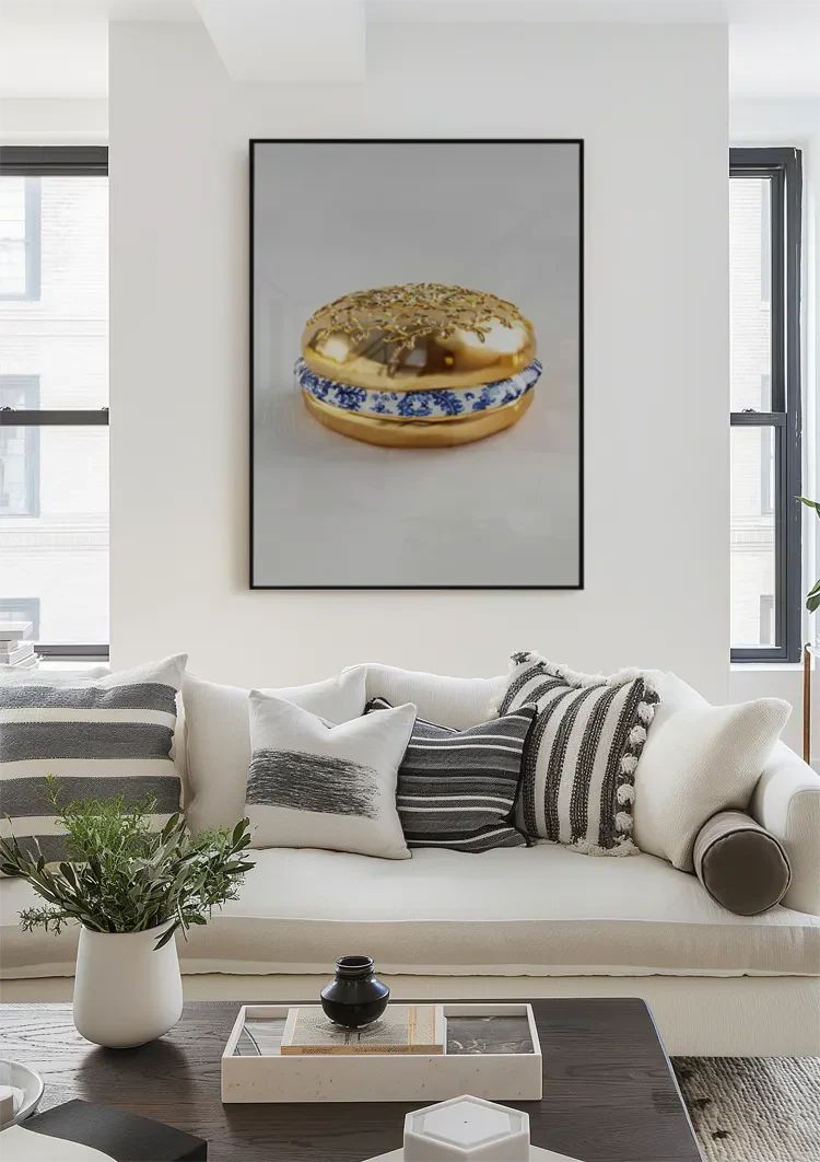 Golden Hamburger Delft Blue Decoration Surreal Painting