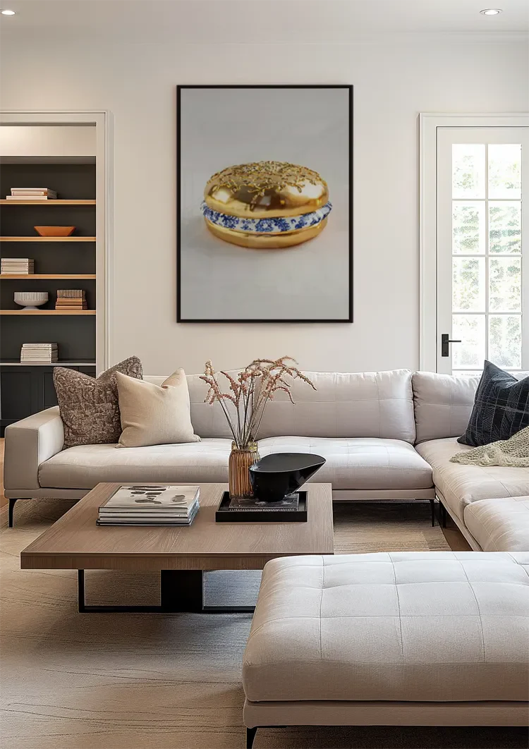 Golden Hamburger Delft Blue Decoration Surreal Painting
