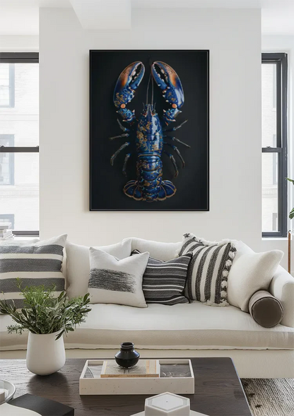 Delft Blau Gold Hummer Dunkler Hintergrund Luxuriöse Details Malerei