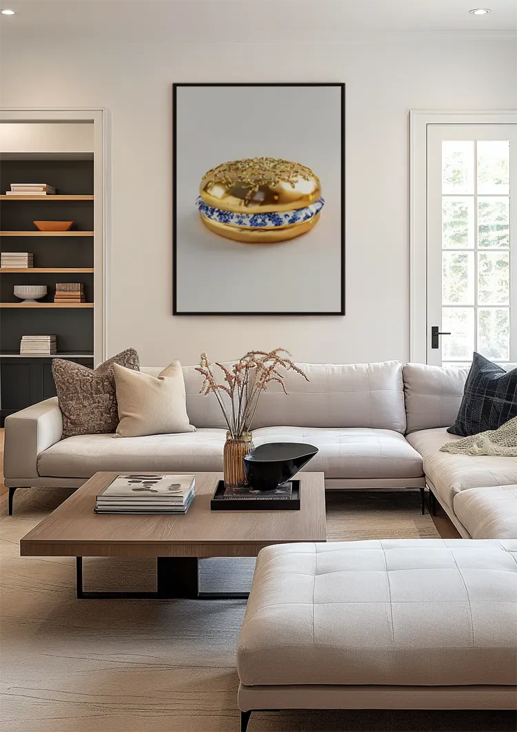 Golden Hamburger Delft Blue Decoration Surreal Painting