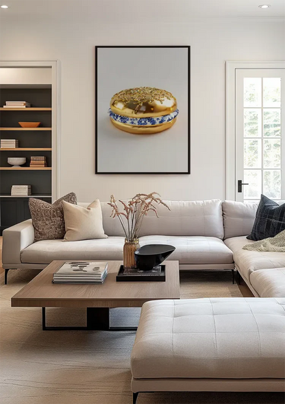 Golden Hamburger Delft Blue Decoration Surreal Painting