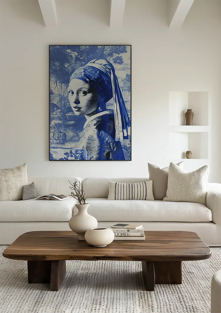 Mädchen mit dem Perlenohrring Delft Blau Porträt Klassisches Niederländisches Gemälde