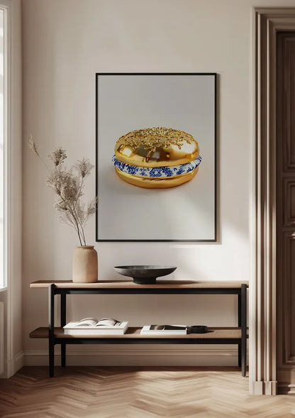 Golden Hamburger Delft Blue Decoration Surreal Painting