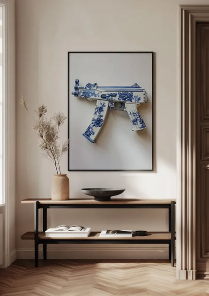 Delfts Blauw Uzi Bloemenpatroon Porselein Pop Art Schilderij