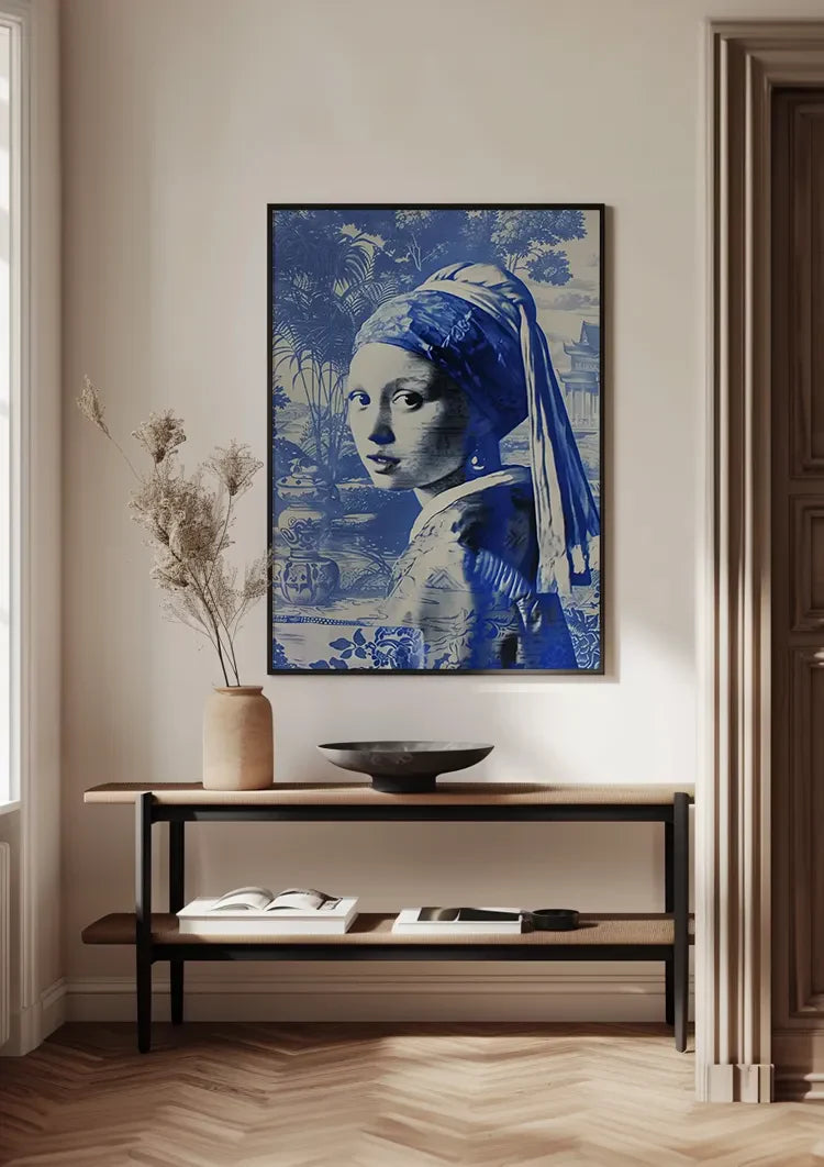 Mädchen mit dem Perlenohrring Delft Blau Porträt Klassisches Niederländisches Gemälde