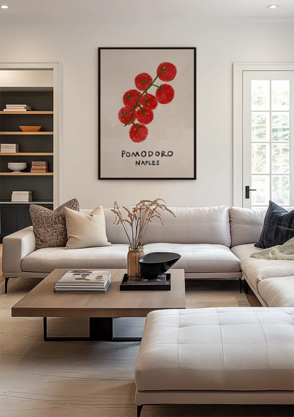 Rote Tomaten Pomodoro Neapel Vintage Italienischer Stil Beige Küchen Poster Gemälde