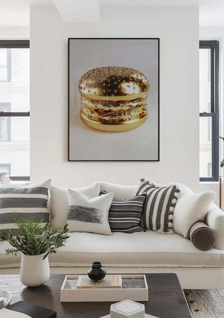 Golden Hamburger Luxury Shiny Gold Digital Art Pop Art Painting