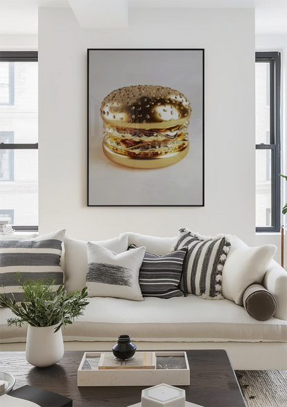 Golden Hamburger Luxury Shiny Gold Digital Art Pop Art Painting