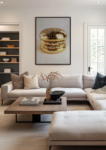 Golden Hamburger Luxury Shiny Gold Digital Art Pop Art Painting