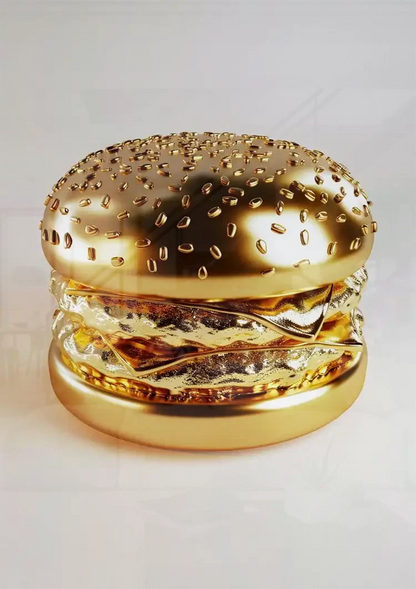 Golden Hamburger Luxury Shiny Gold Digital Art Pop Art Painting