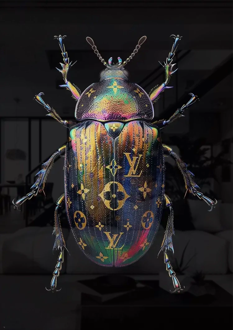 Louis Vuitton Multicolored Beetle Shiny Black Luxury Fashion Painting