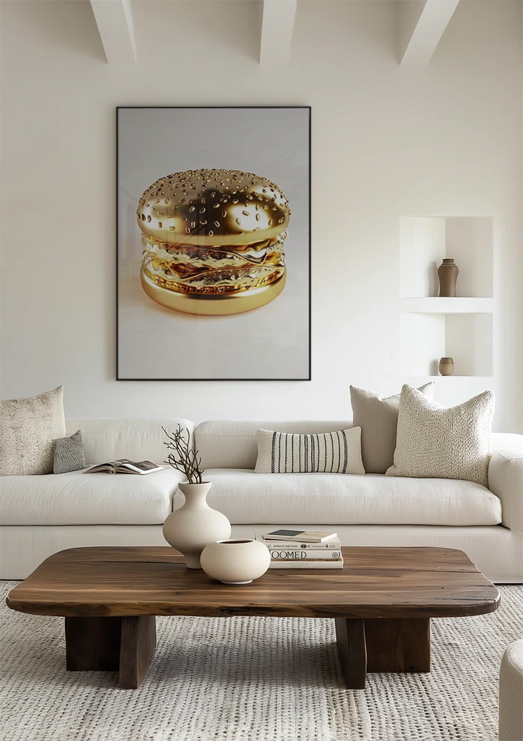 Golden Hamburger Luxury Shiny Gold Digital Art Pop Art Painting