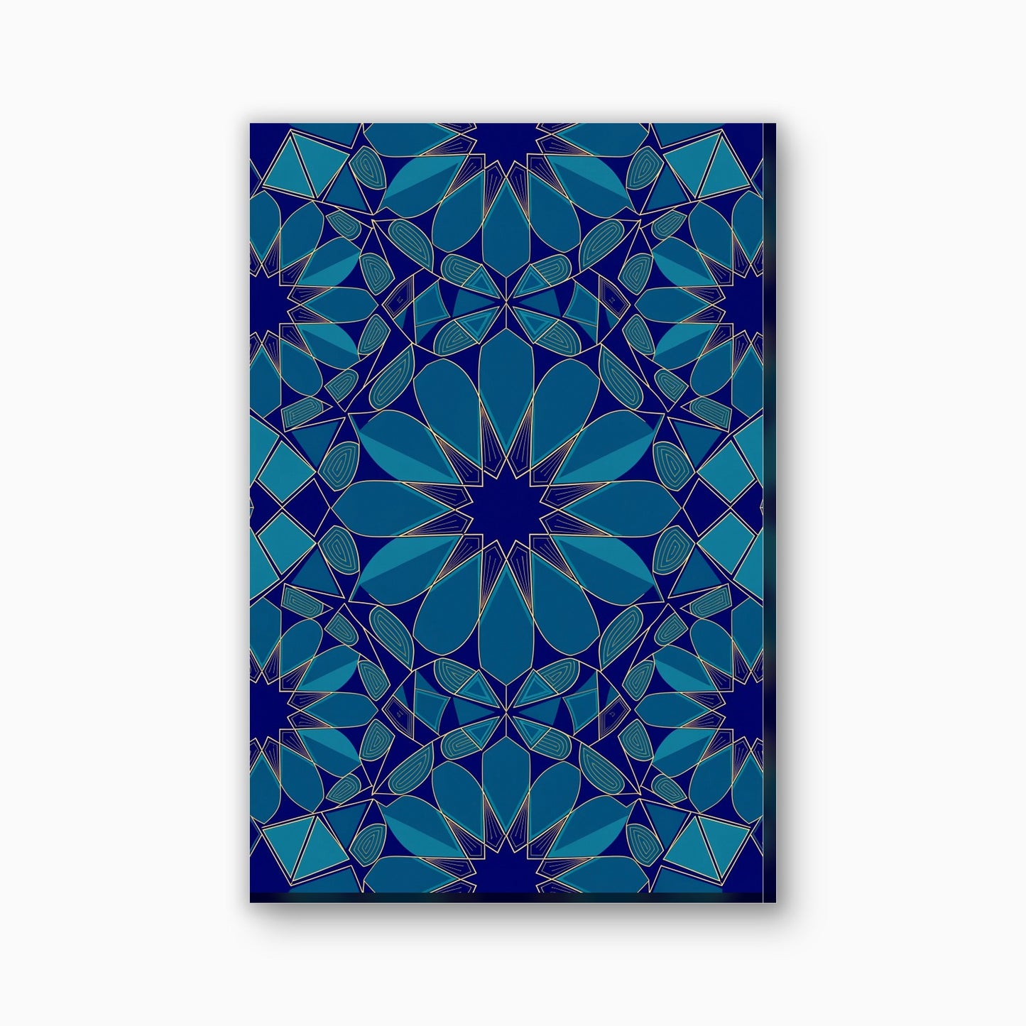 Geometrische ster canvas schilderij in blauw en teal