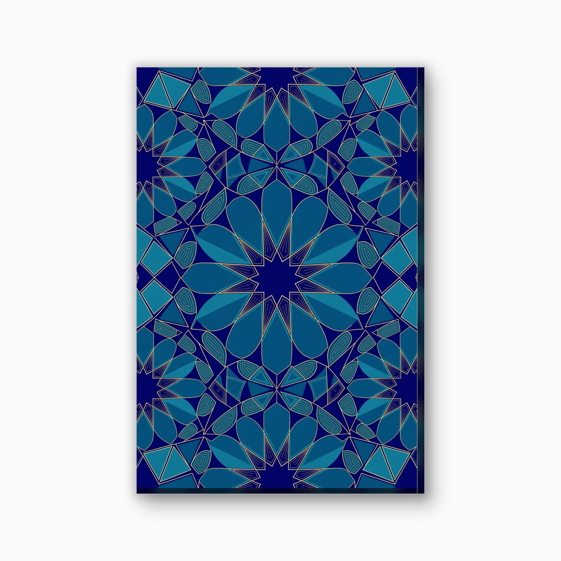 Geometrische ster canvas schilderij in blauw en teal