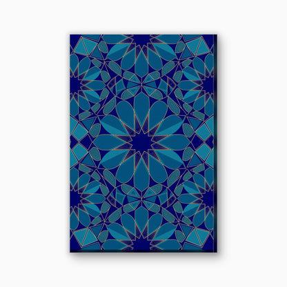 Geometrische ster canvas schilderij in blauw en teal