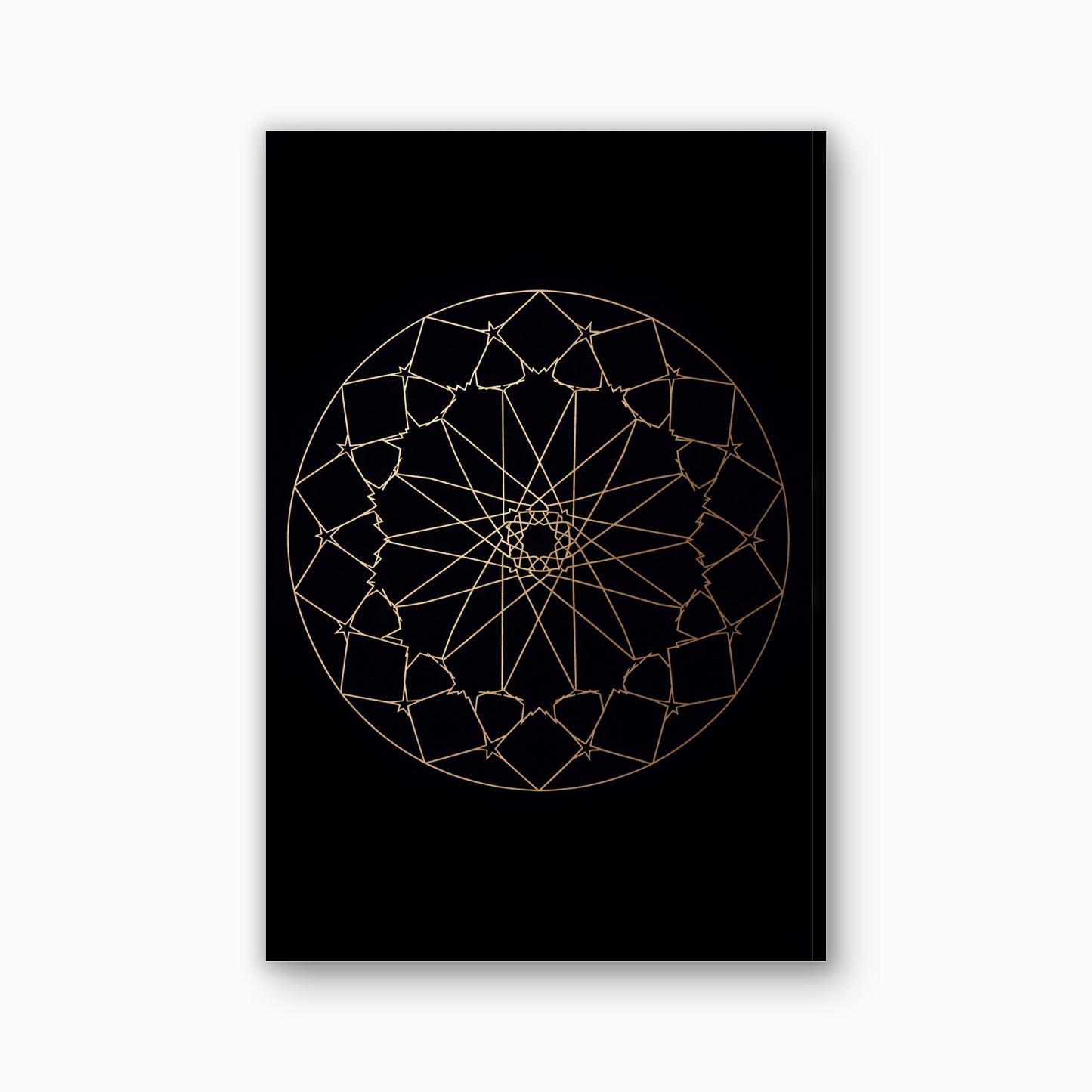 Gouden geometrische cirkel canvas schilderij in goud en zwart