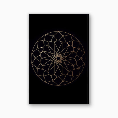 Gouden geometrische cirkel canvas schilderij in goud en zwart