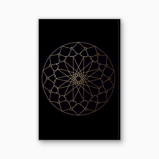 Gouden geometrische cirkel canvas schilderij in goud en zwart