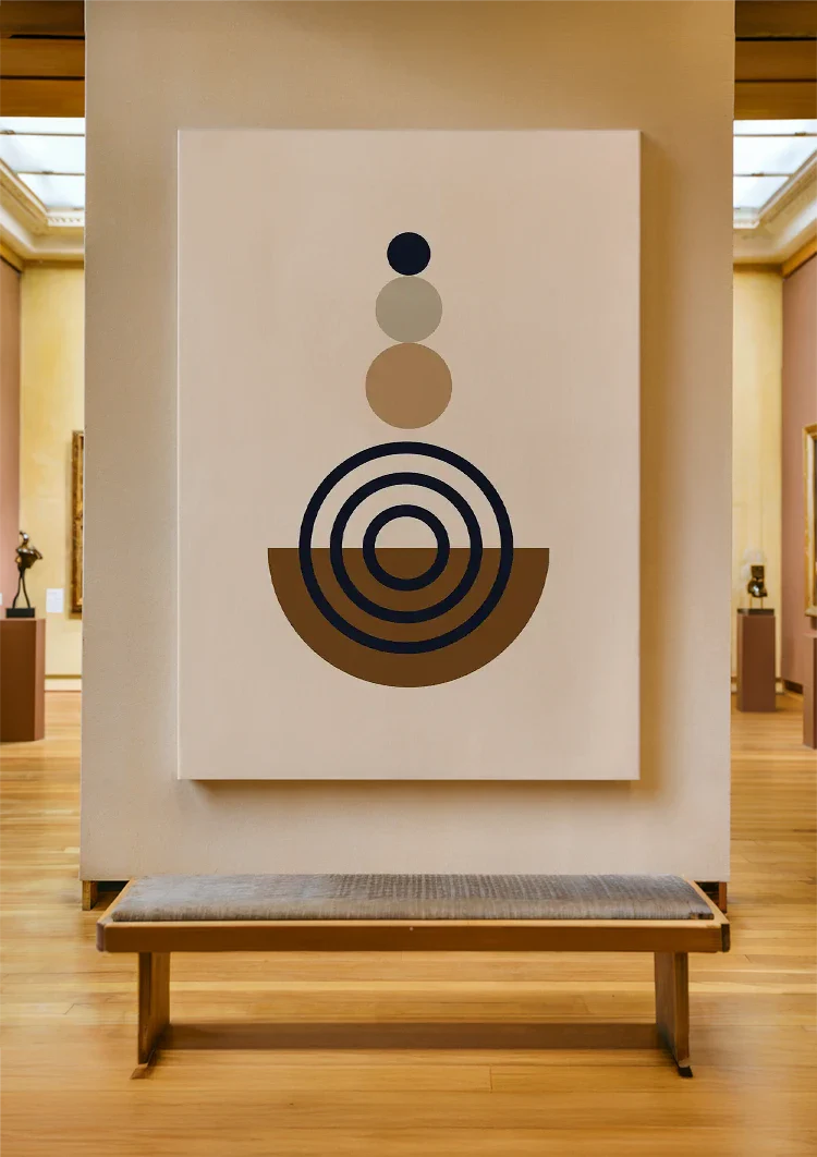 Stacked Circles Geometric Brown Beige Cream Painting