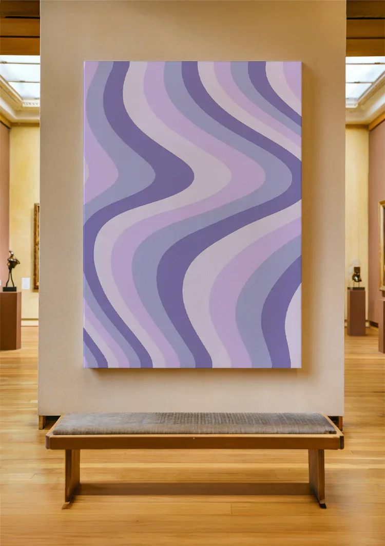 Golvende Lijnen Paars Lavendel Tinten Abstract Schilderij