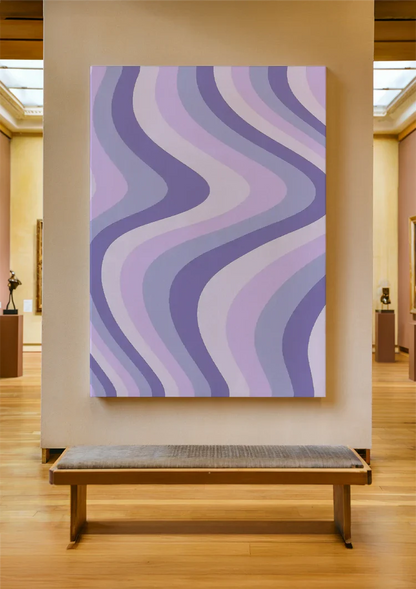 Golvende Lijnen Paars Lavendel Tinten Abstract Schilderij