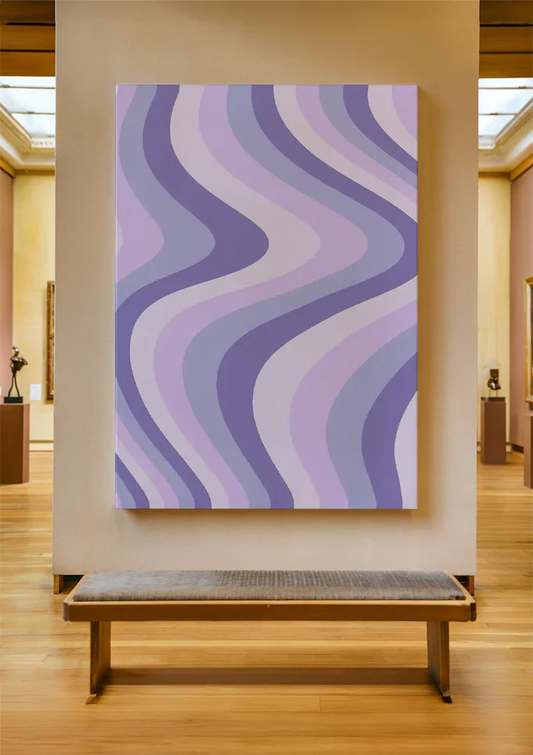 Golvende Lijnen Paars Lavendel Tinten Abstract Canvas Schilderij