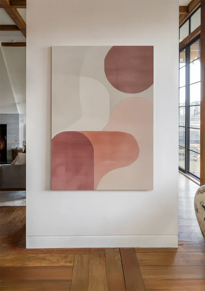 Weiche Überlappende Kreise Rosa Beige Minimalistisches Abstraktes Gemälde