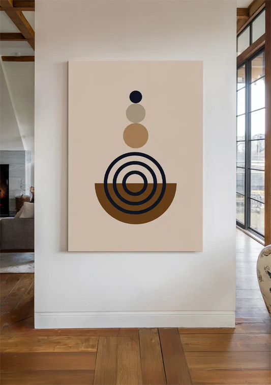 Gestapelde Cirkels Geometrisch Bruin Beige Crème Canvas Schilderij