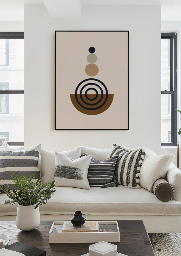 Stacked Circles Geometric Brown Beige Cream Painting