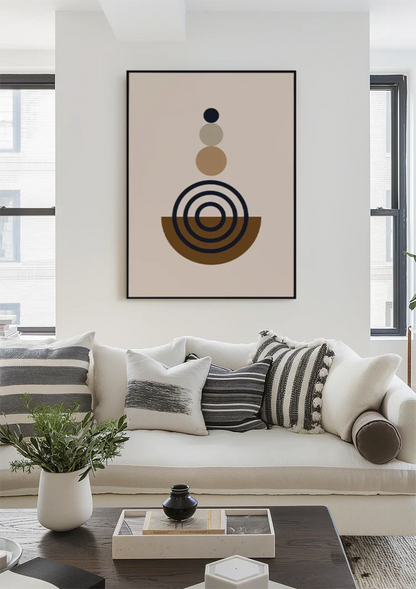 Stacked Circles Geometric Brown Beige Cream Painting