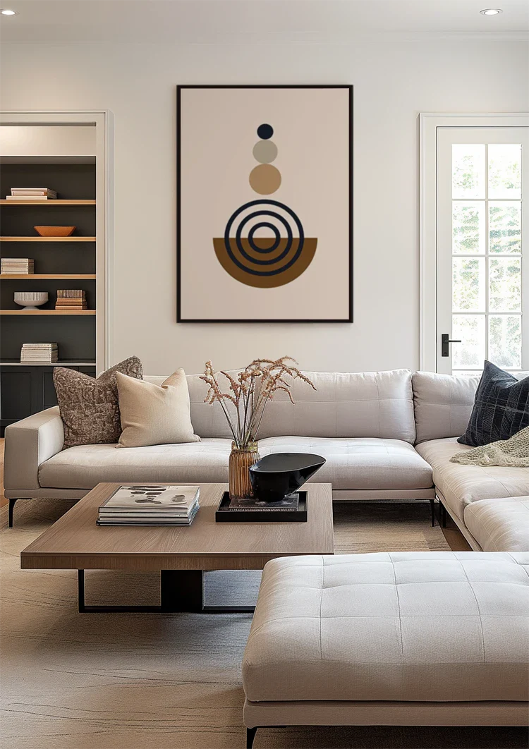 Stacked Circles Geometric Brown Beige Cream Painting