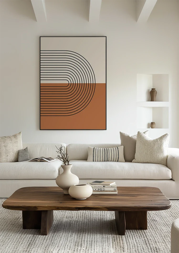 Half Circles Black Arches Beige Terracotta Geometric Painting