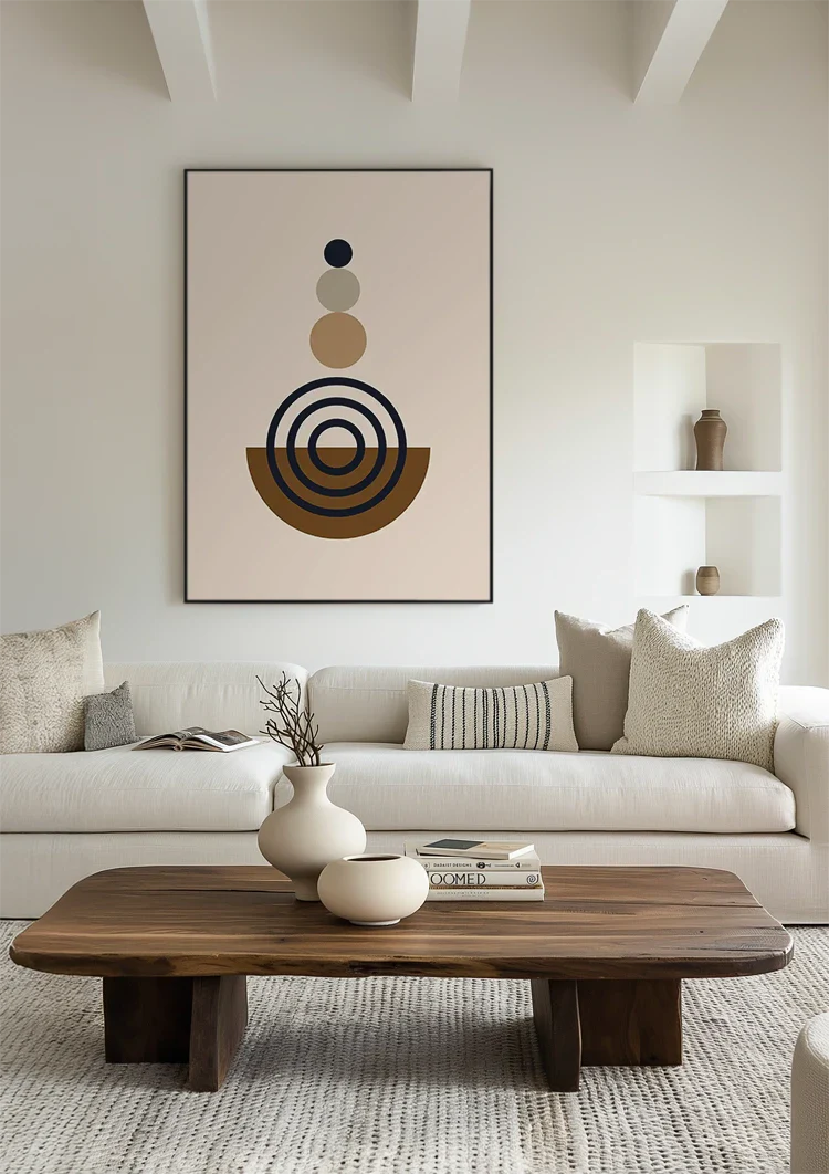 Stacked Circles Geometric Brown Beige Cream Painting