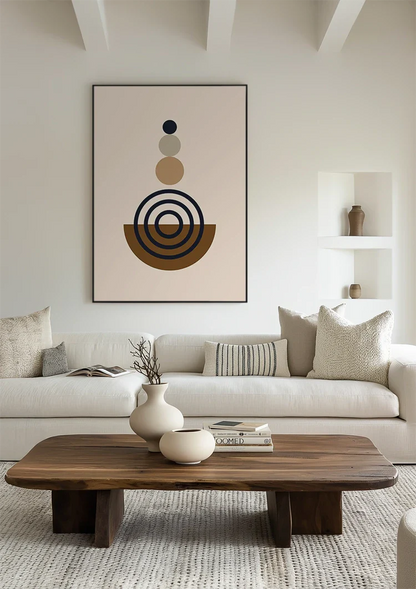 Stacked Circles Geometric Brown Beige Cream Painting