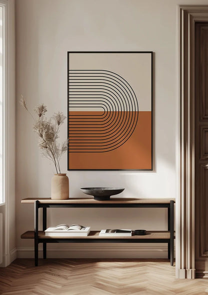 Half Circles Black Arches Beige Terracotta Geometric Painting