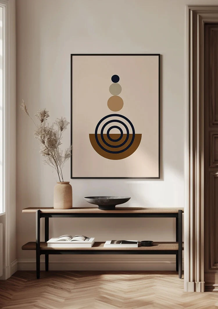 Stacked Circles Geometric Brown Beige Cream Painting