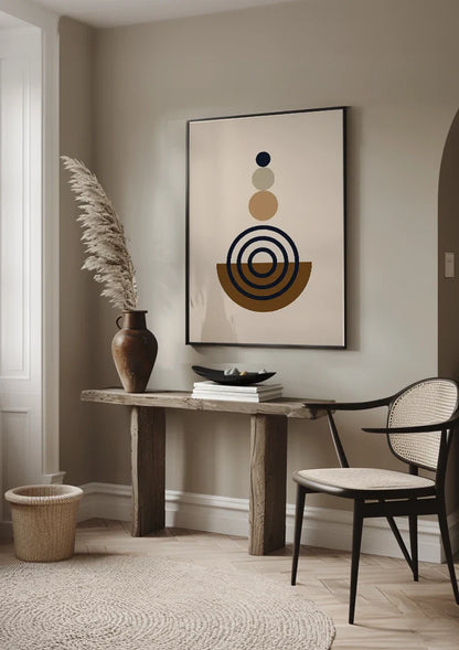 Stacked Circles Geometric Brown Beige Cream Painting