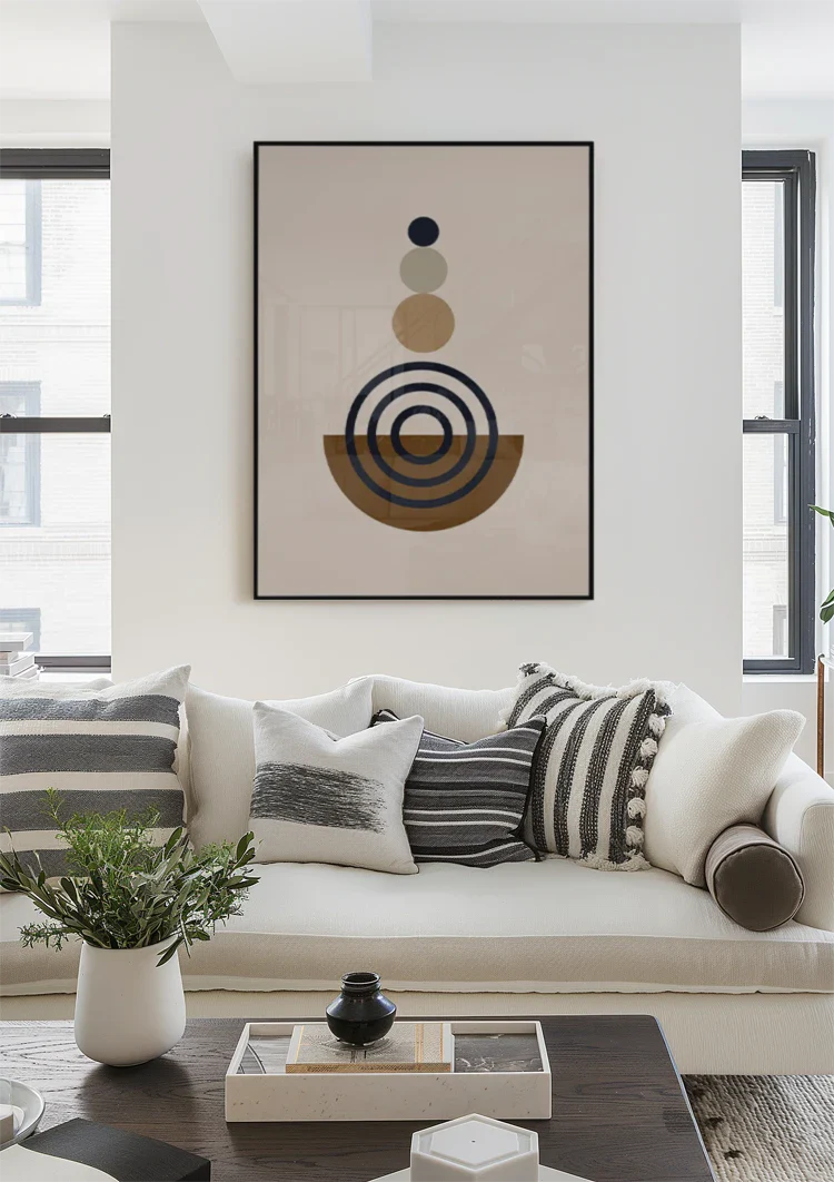Stacked Circles Geometric Brown Beige Cream Painting