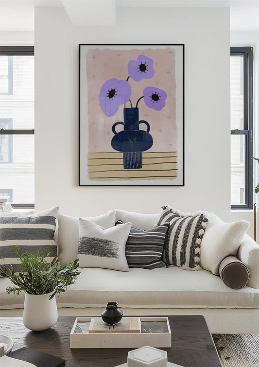 Lavendelbloemen in een vaas canvas schilderij als sfeervol accent in de hal
