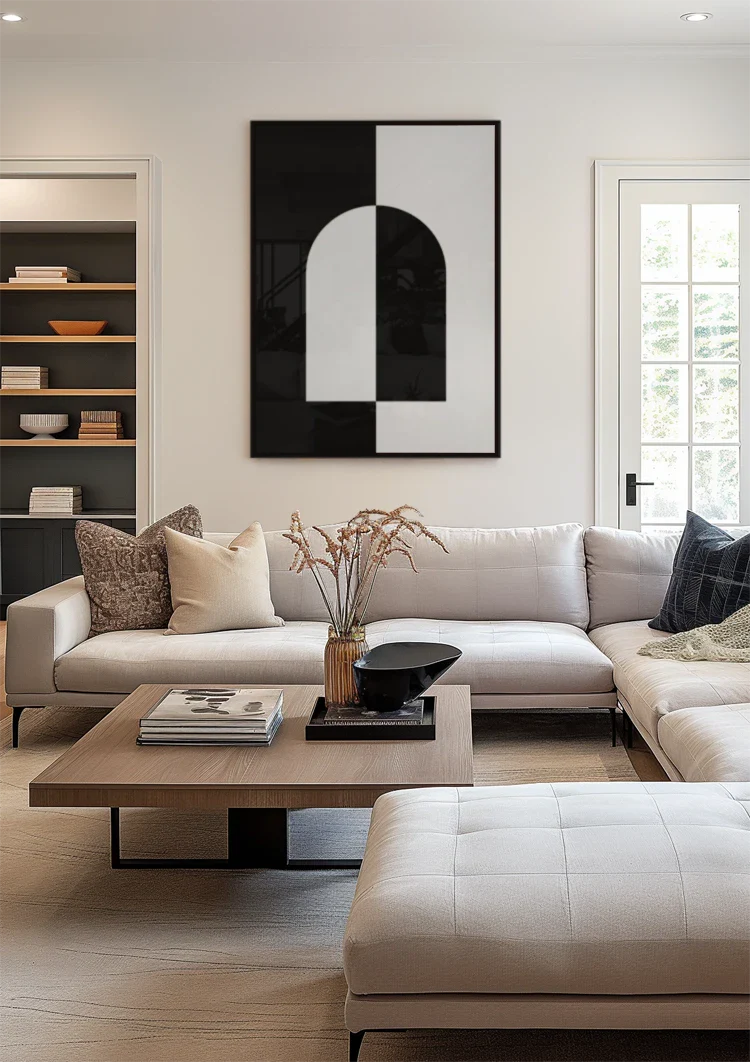 Symmetrische Boog Zwart Wit Minimalistisch Contrast Schilderij